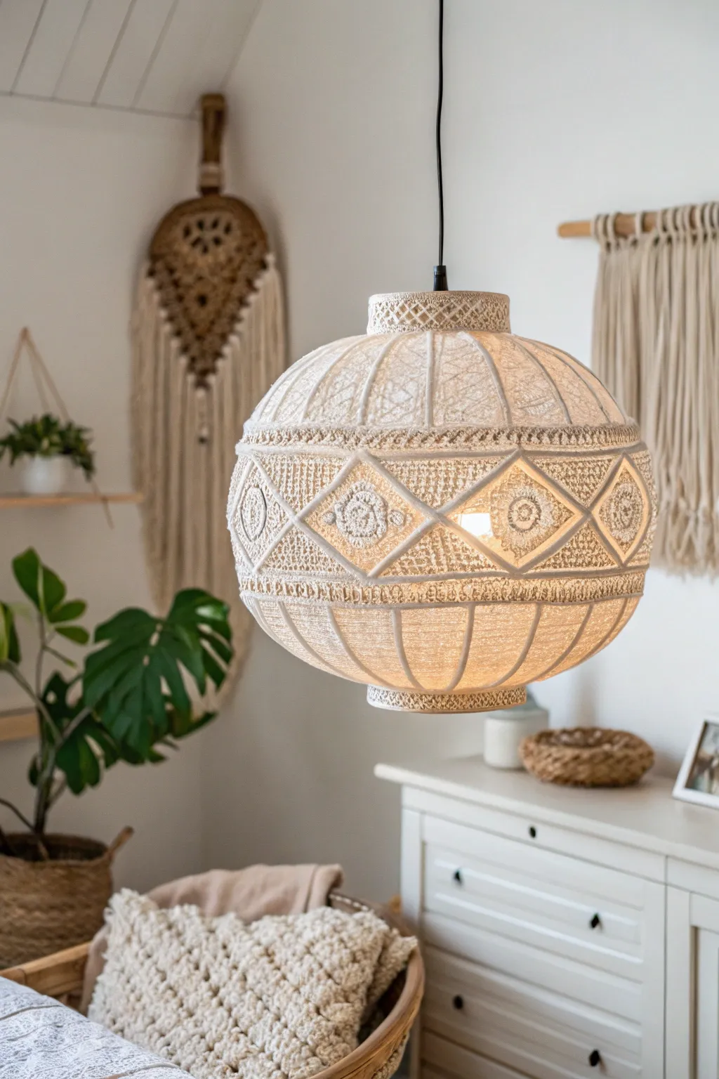 Illuminate your space with eco-friendly elegance: a recycled paper lampshade that brings warmth and charm to any room.