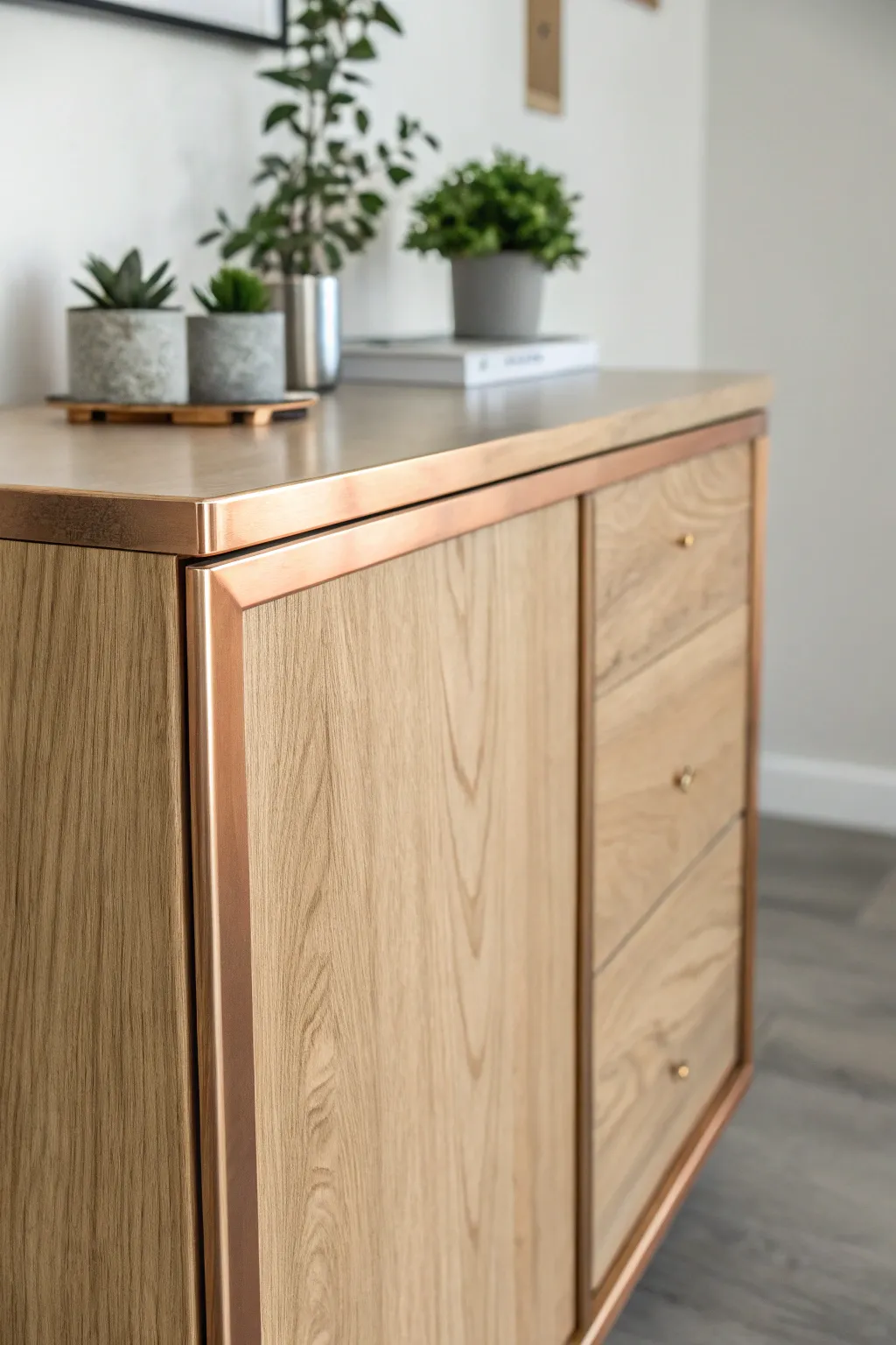 Elevate your kitchen with chic copper accents that blend minimalist design with industrial flair.