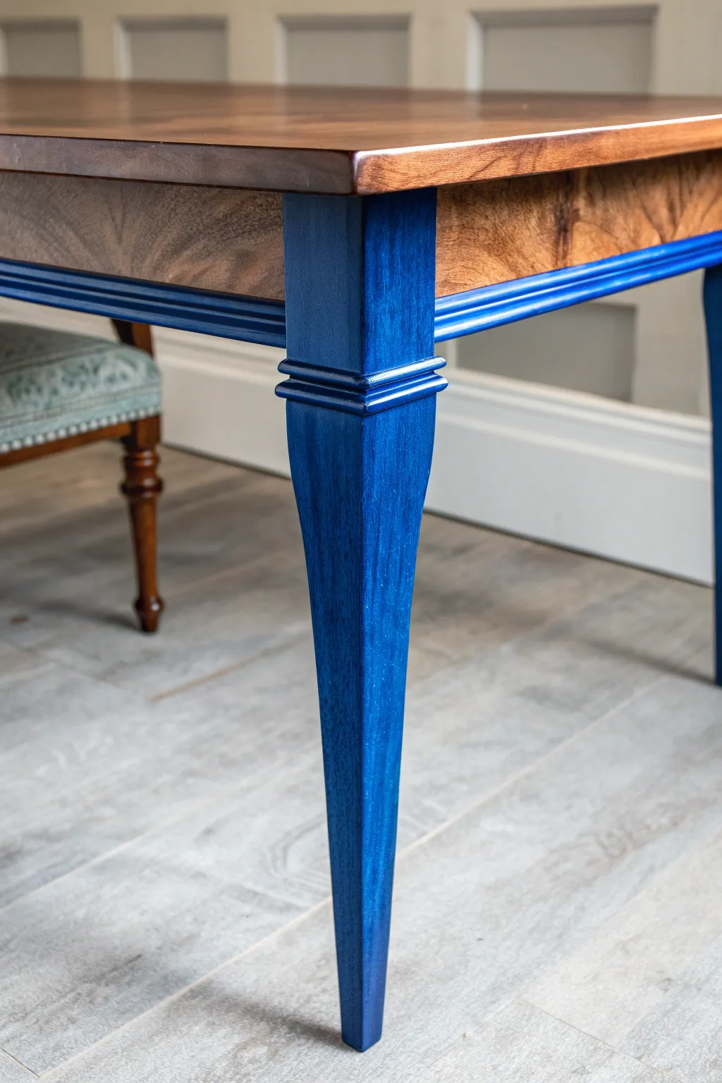 Transform your table with a splash of color: Discover the artistry of dip-dyed legs for a modern twist.