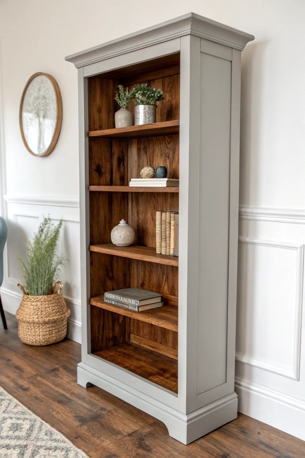 Elevate your space with this stunning mix of paint and stain – where Scandinavian minimalism meets boho charm.