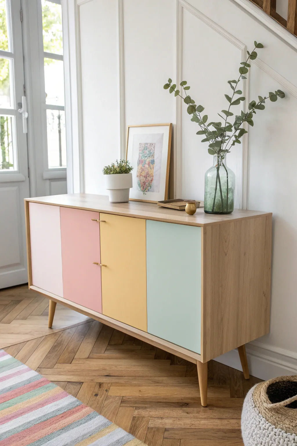 Transform your buffet into an artful masterpiece with cheerful color blocking!