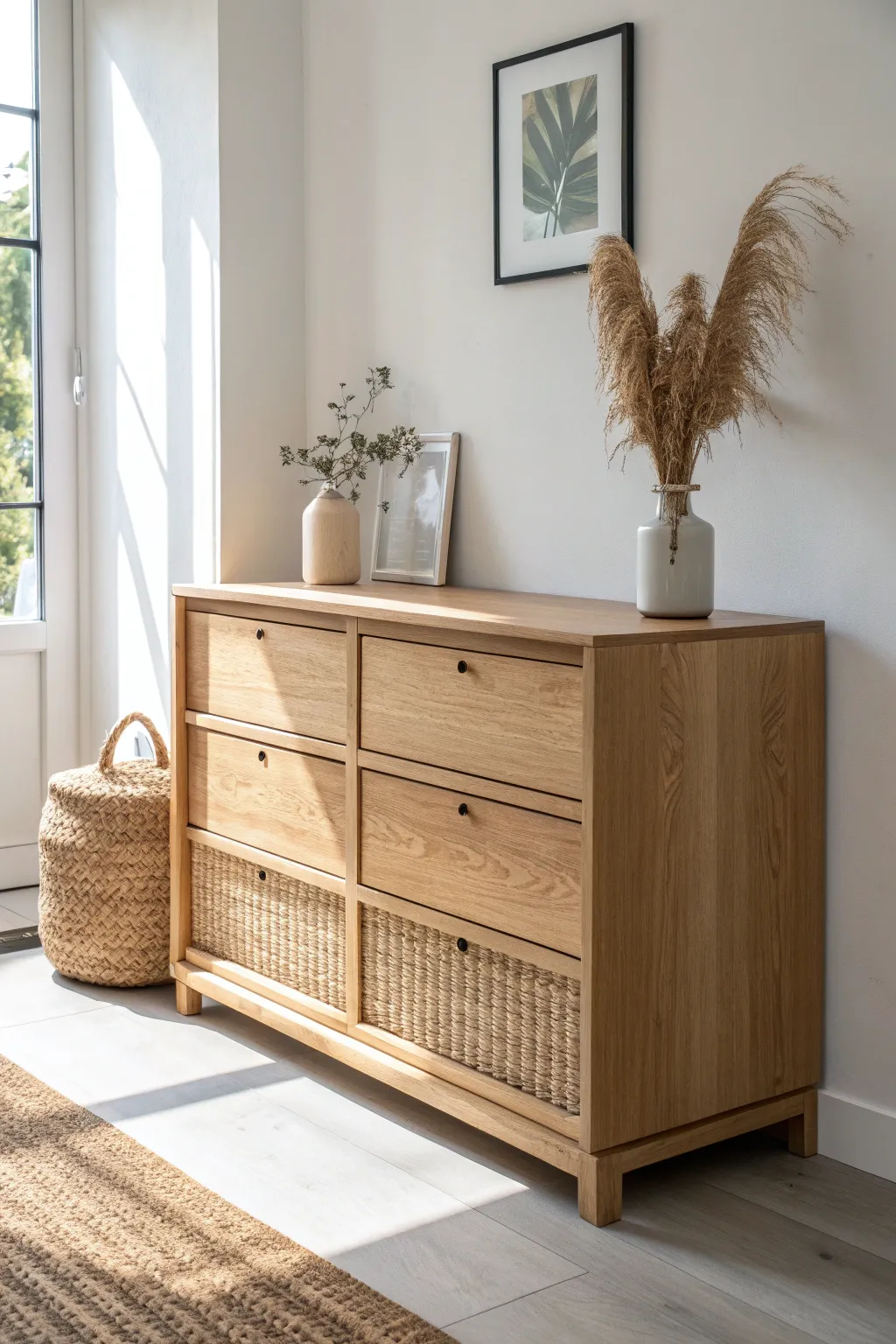 Elevate your space with the elegance of a floating dresser – where minimalist design meets Boho charm.