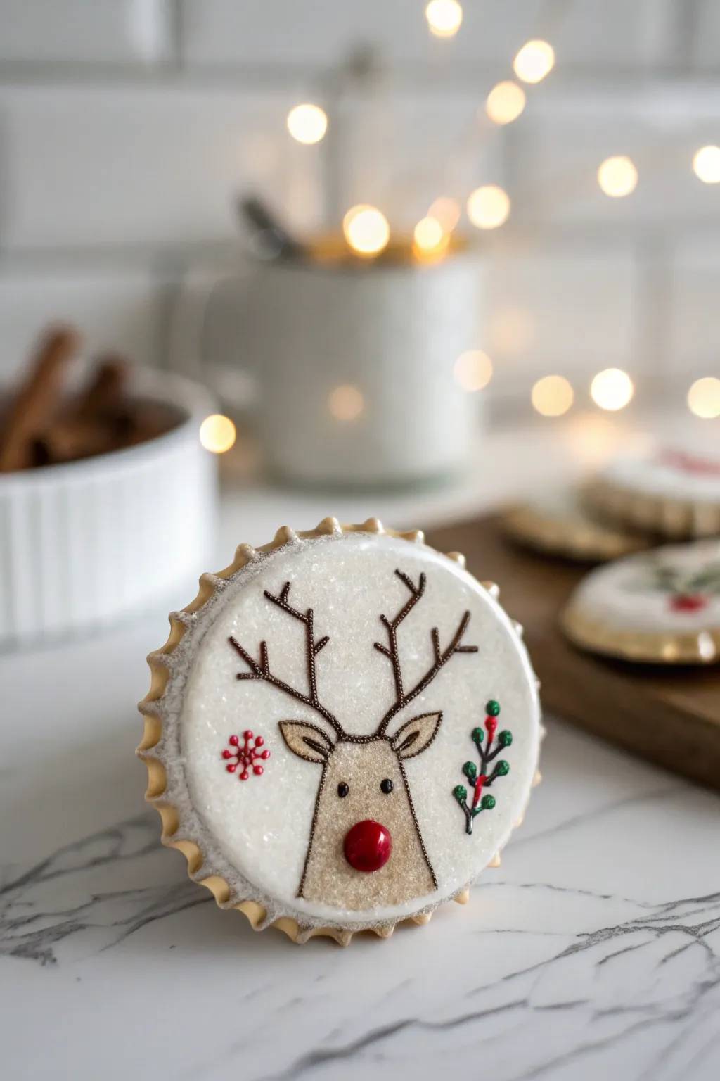 Add a whimsical touch to your kitchen with these charming reindeer fridge magnets. Perfect for a minimalist holiday decor!