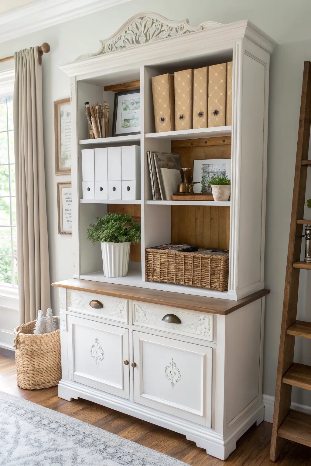 Transform your workspace with a chic and functional home office command center.