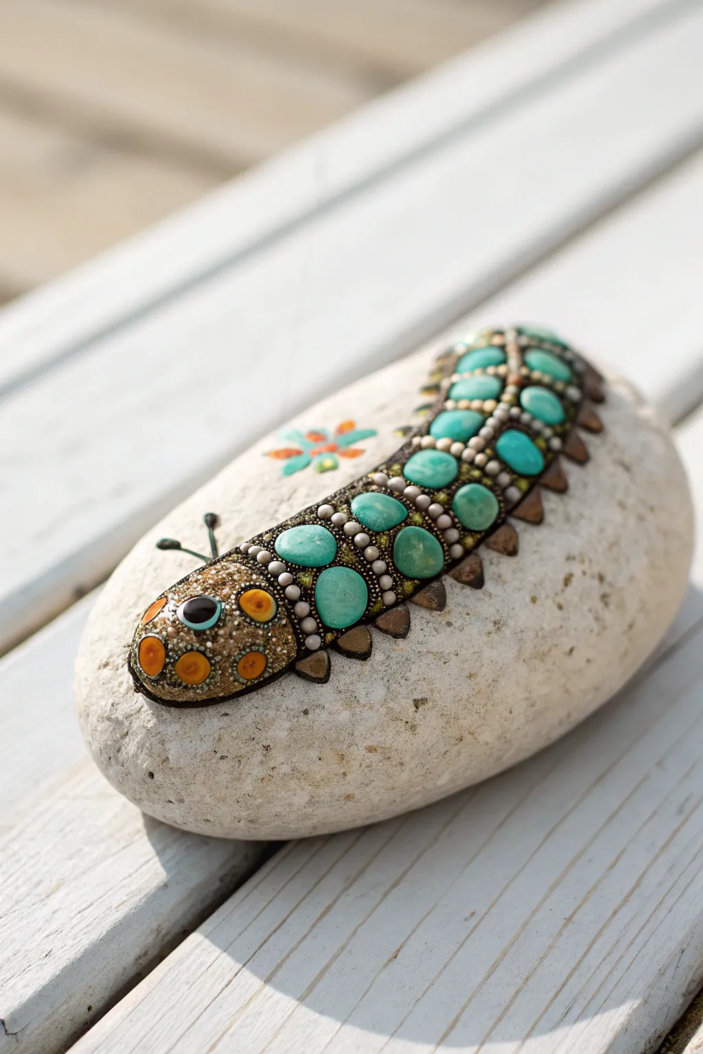 Transform ordinary stones into a stunning Mosaic Rock Caterpillar, where craftsmanship meets natural elegance.