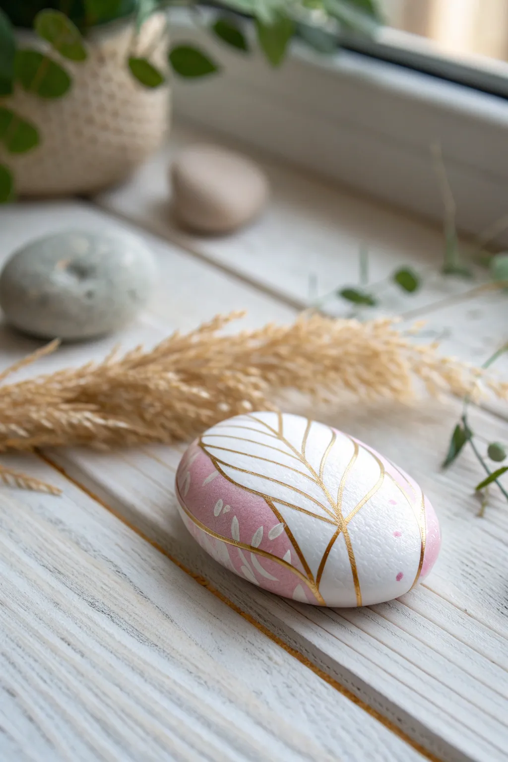 Embrace simplicity and elegance with this minimalist rock painting marvel.