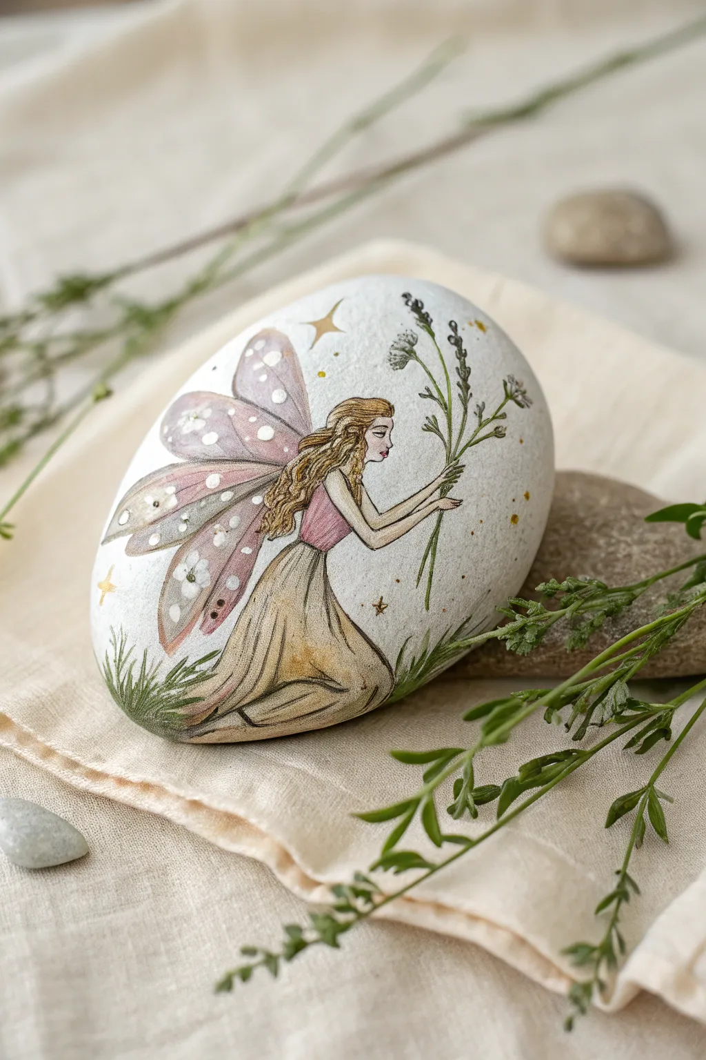 Transform your garden into a magical realm with enchanting fairy rock art.