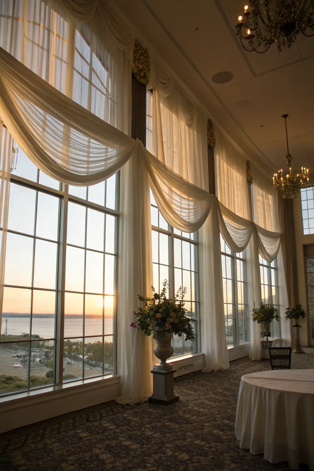 Sheer Roman shades provide elegance with a view.
