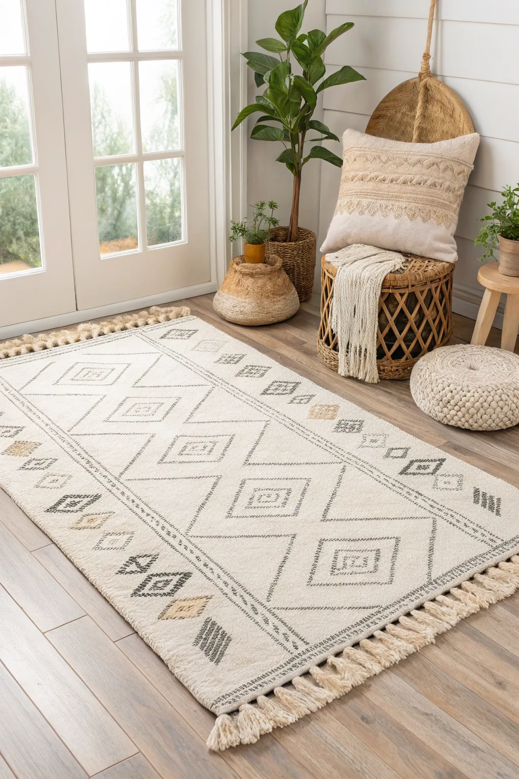 Embrace modern minimalism with this elegant, handcrafted rug that brings subtle sophistication to any space.