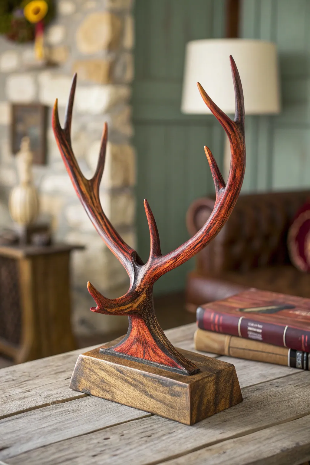 Add a touch of the wild with this artisan-crafted antler centerpiece, perfect for sparking conversation in your rustic space.