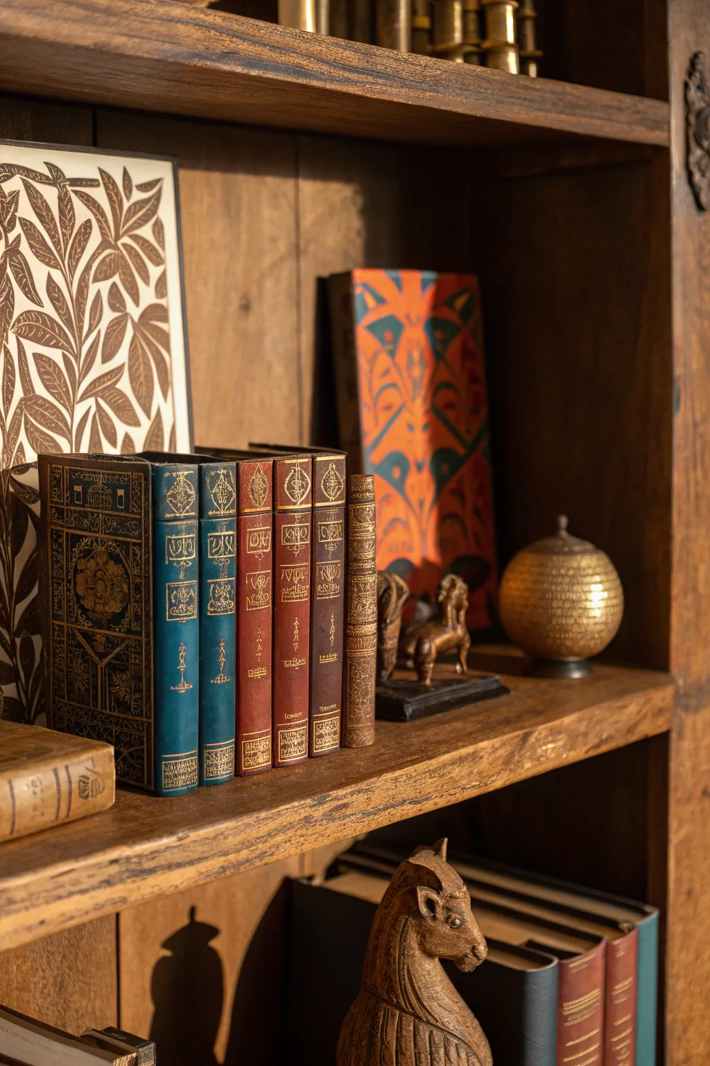 Elevate your space with a rustic bookshelf that marries literature and art in perfect harmony.