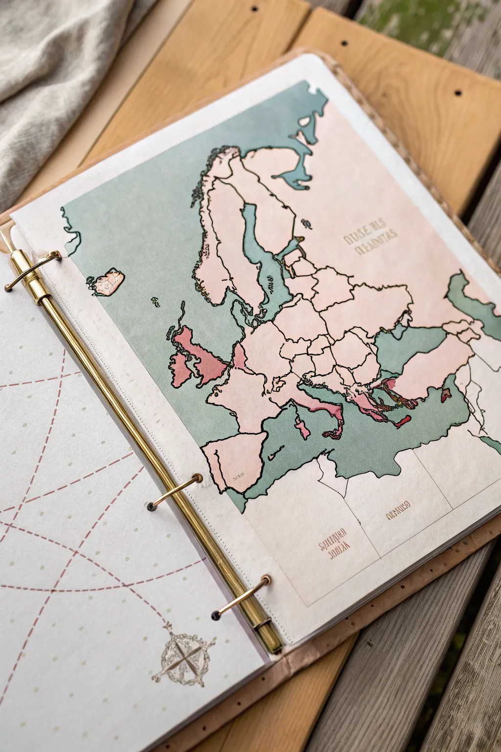 Craft your journey: A minimalist travel map scrapbook page that beautifully traces the steps of your special day.