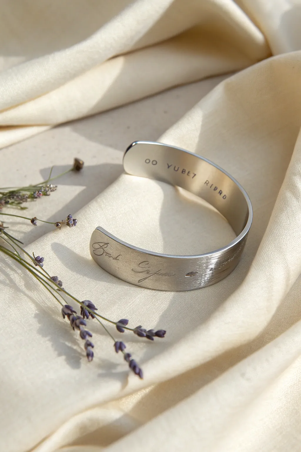 Carry a secret message close to your heart with this minimalist cuff bracelet.