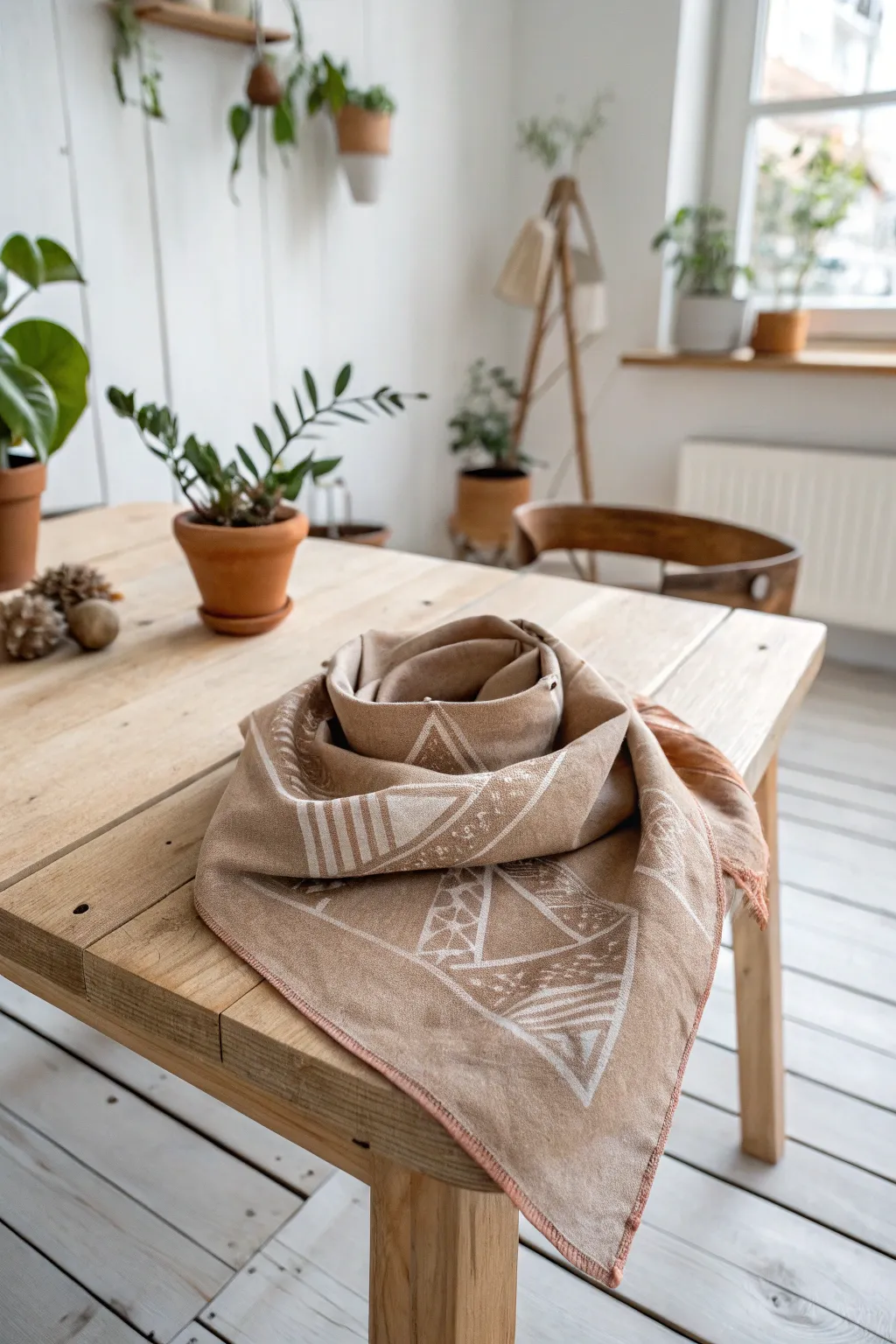 Adorn your furry friend in style with a handcrafted bandana that reflects Scandinavian simplicity and Boho charm.