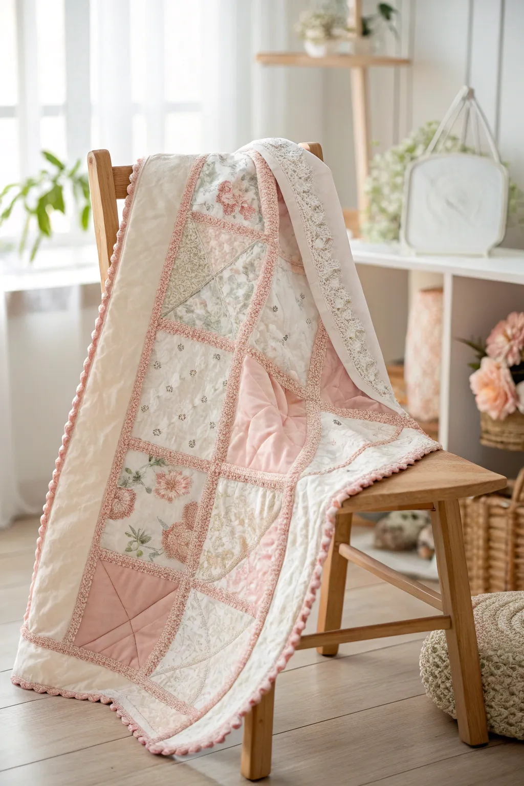Embrace timeless charm with vintage lace elegance for your little one's keepsake quilt.