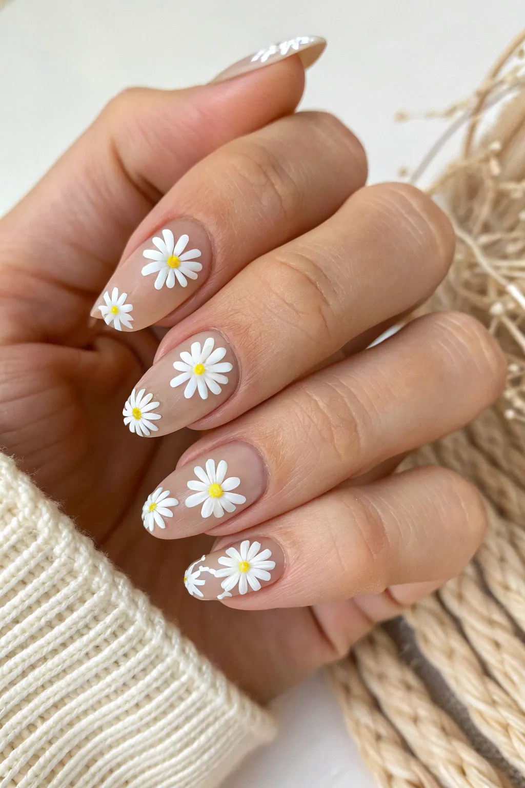 Embrace simplicity and elegance with negative space daisy nail art—where less is truly more.