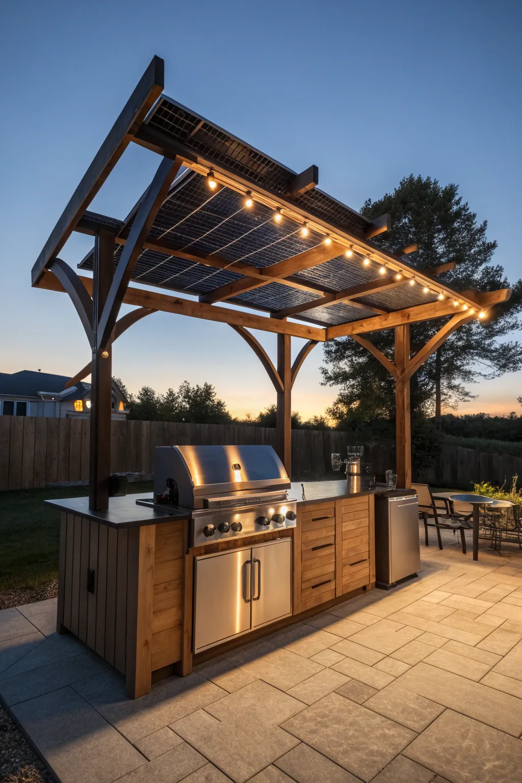 Illuminate your grilling experience with a solar-powered canopy, where eco-friendliness meets exquisite craftsmanship.