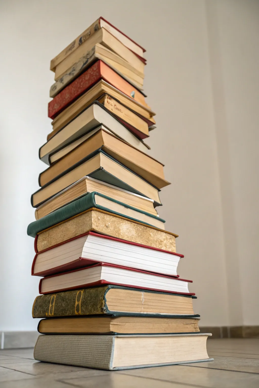 A creative stack of books adding visual interest to the scene.