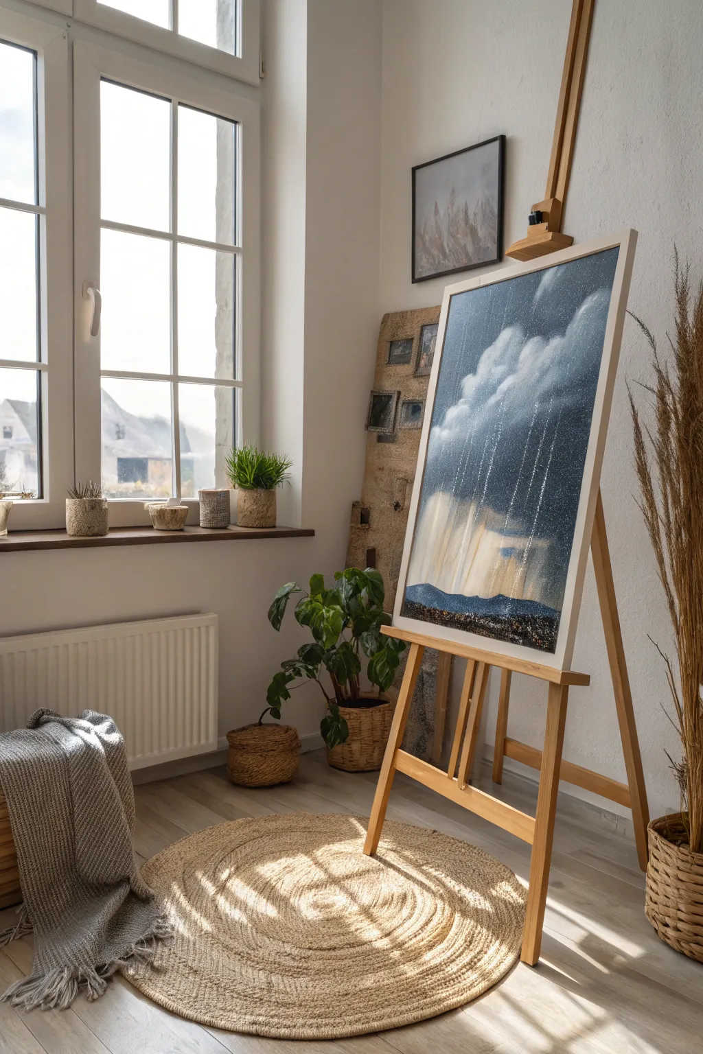 Embrace the beauty of a rainy day with art that captures nature's textures.