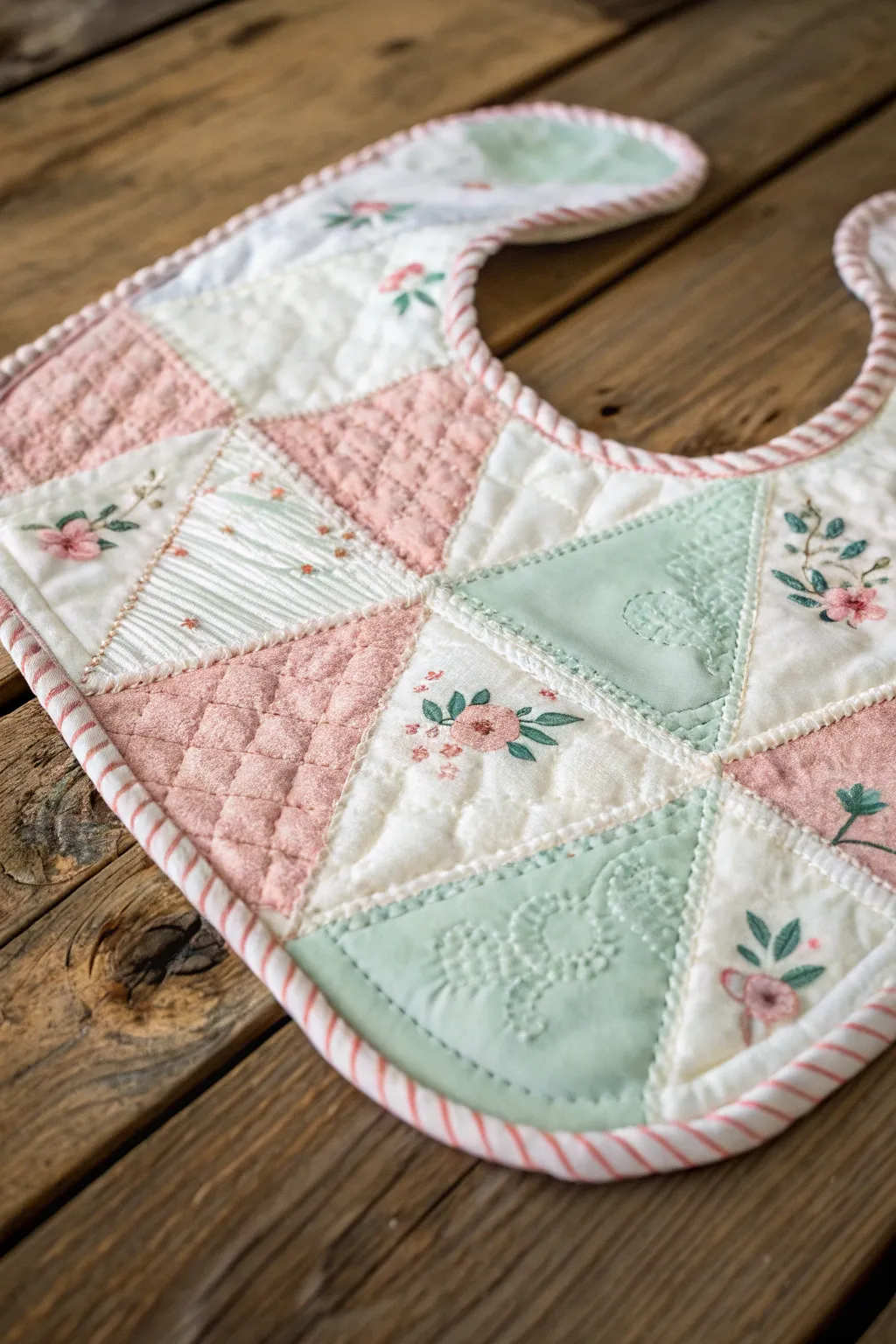 Quilted Baby Bib: A charming blend of craftsmanship and practicality, perfect for a sweet little gift.