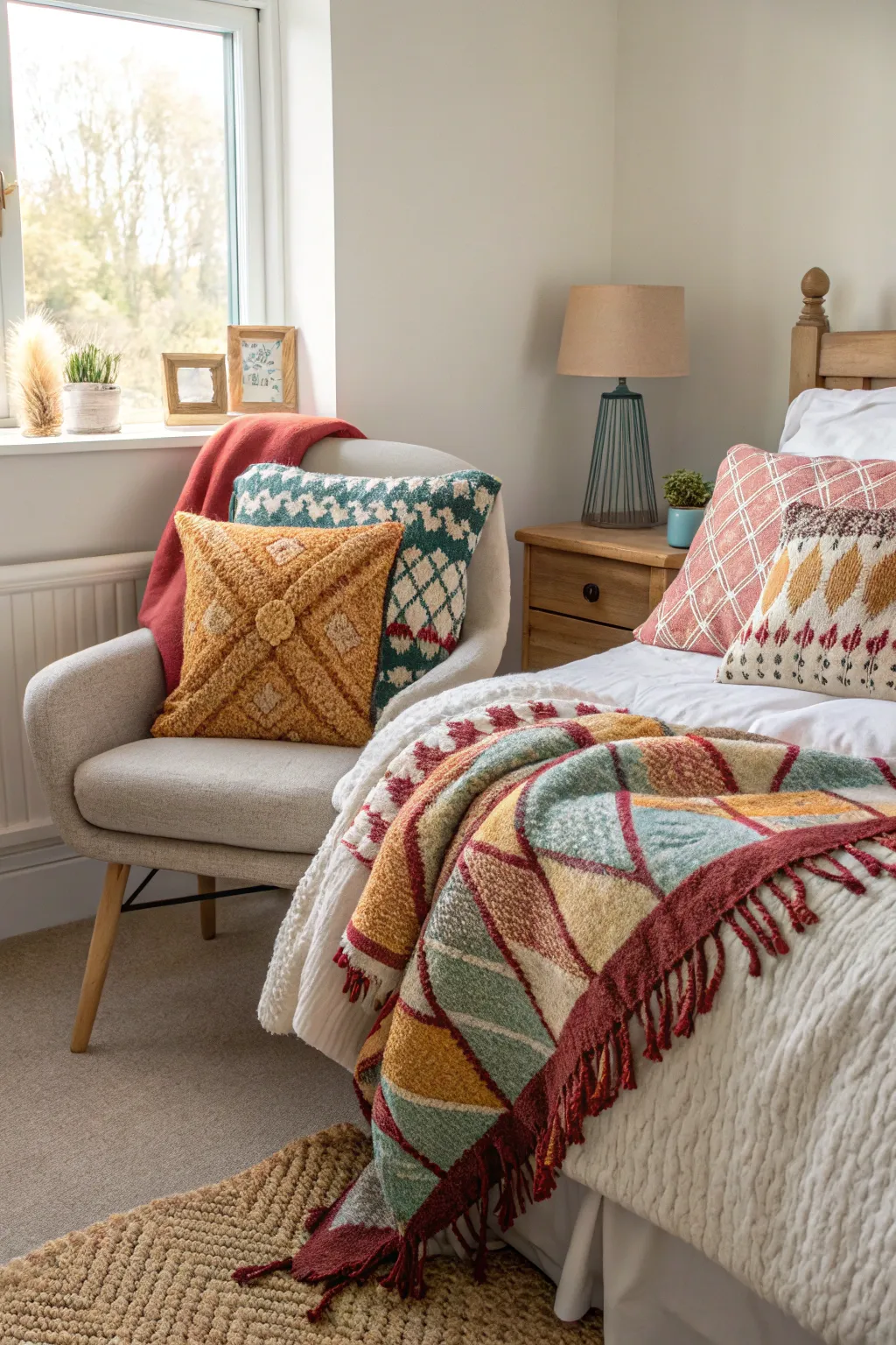 Textures and patterns add depth and interest to your sitting area.