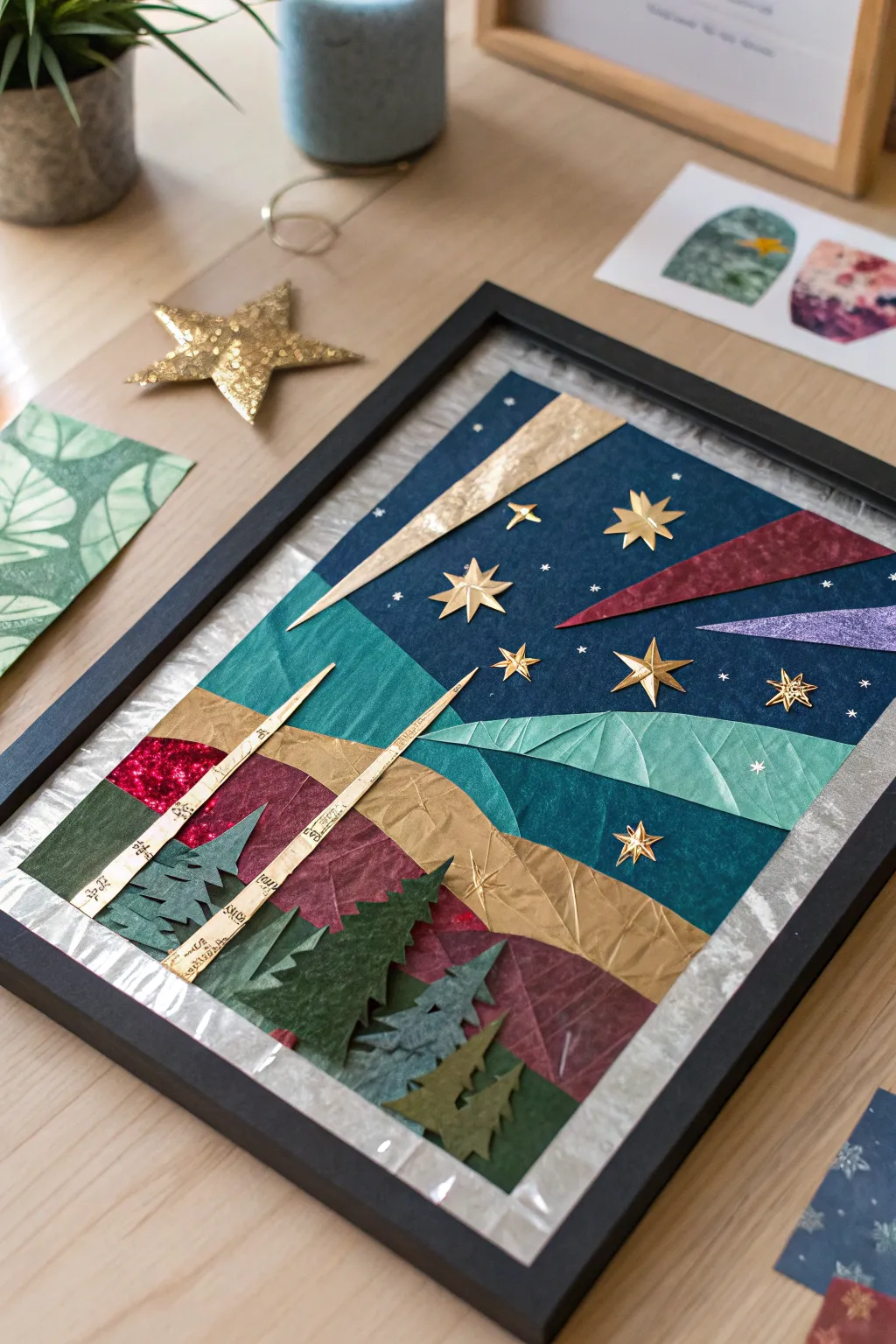 Capture the magic of creativity with this dazzling meteor shower collage, where simplicity meets artistry in a splash of color and shine.