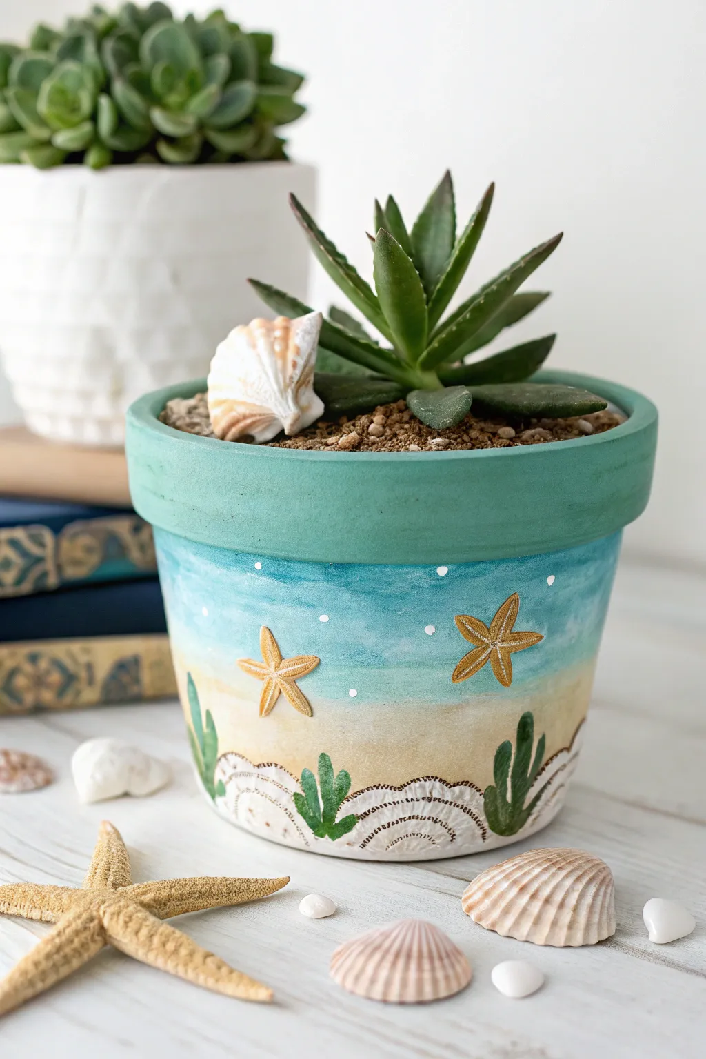 Transform your space with ocean-inspired serenity—craftsmanship meets natural beauty in this stunning succulent pot.
