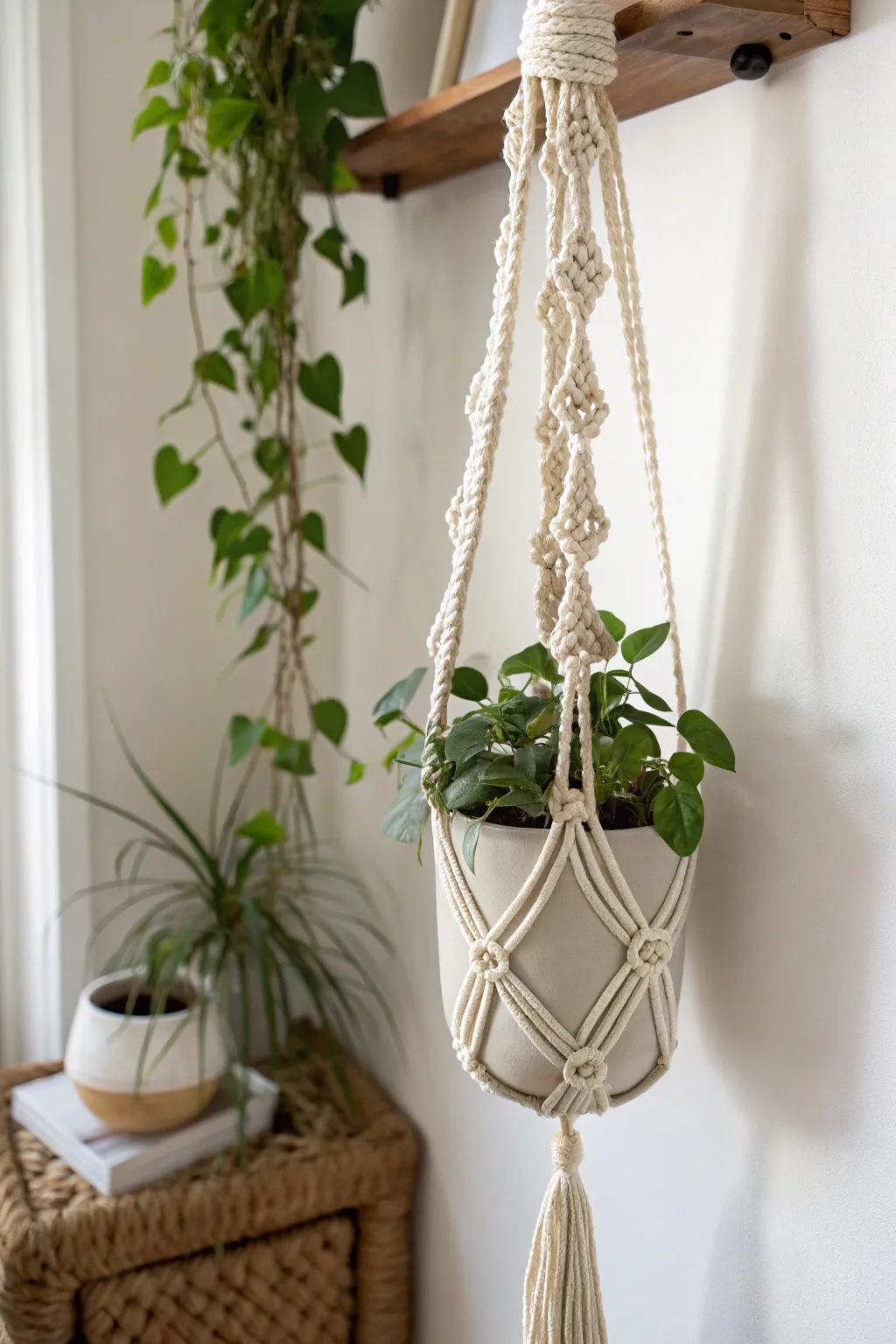 Elevate your greenery game with handcrafted macramé plant hangers!
