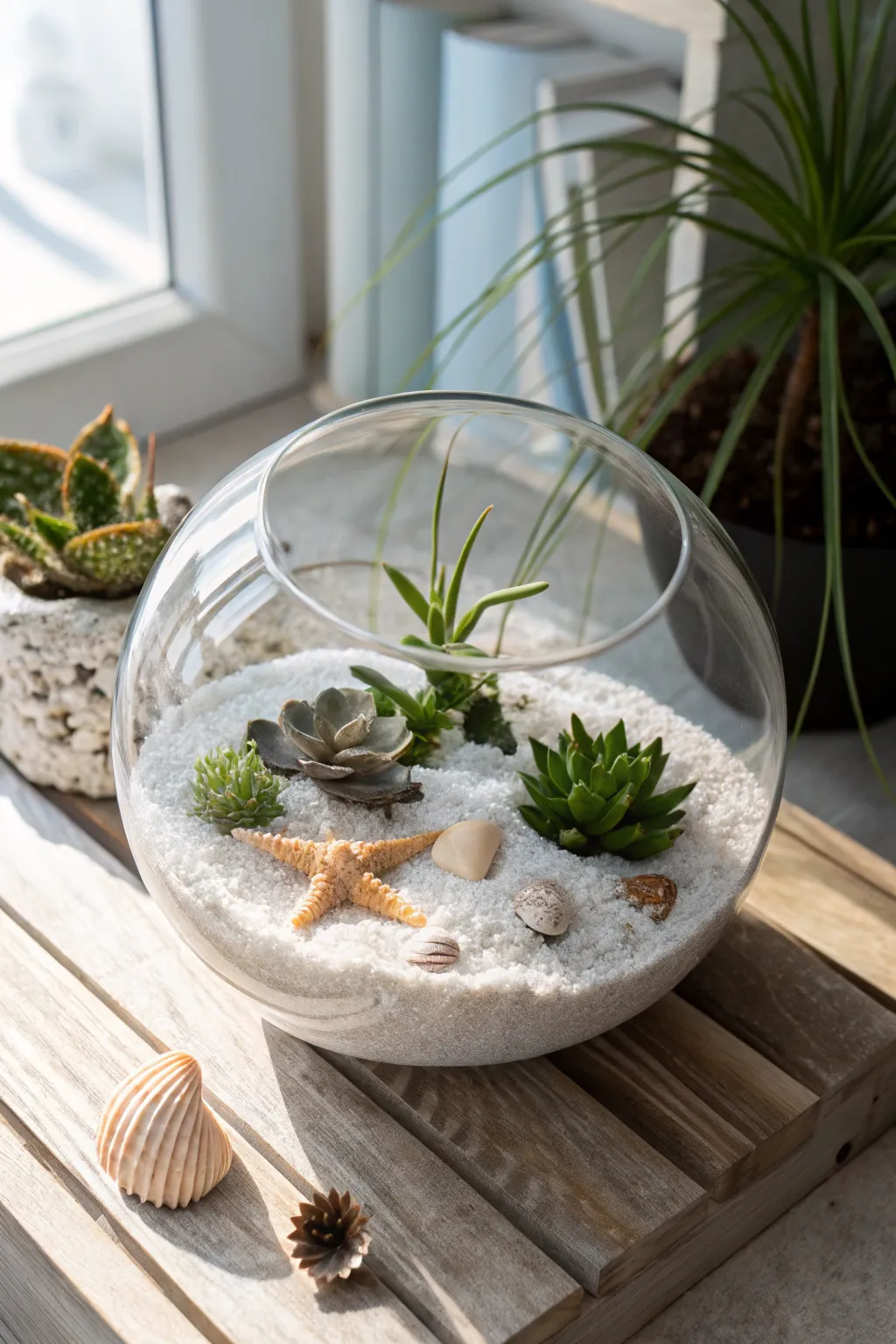 Bring the beach home with a serene, handcrafted terrarium—an oasis of simplicity and beauty.