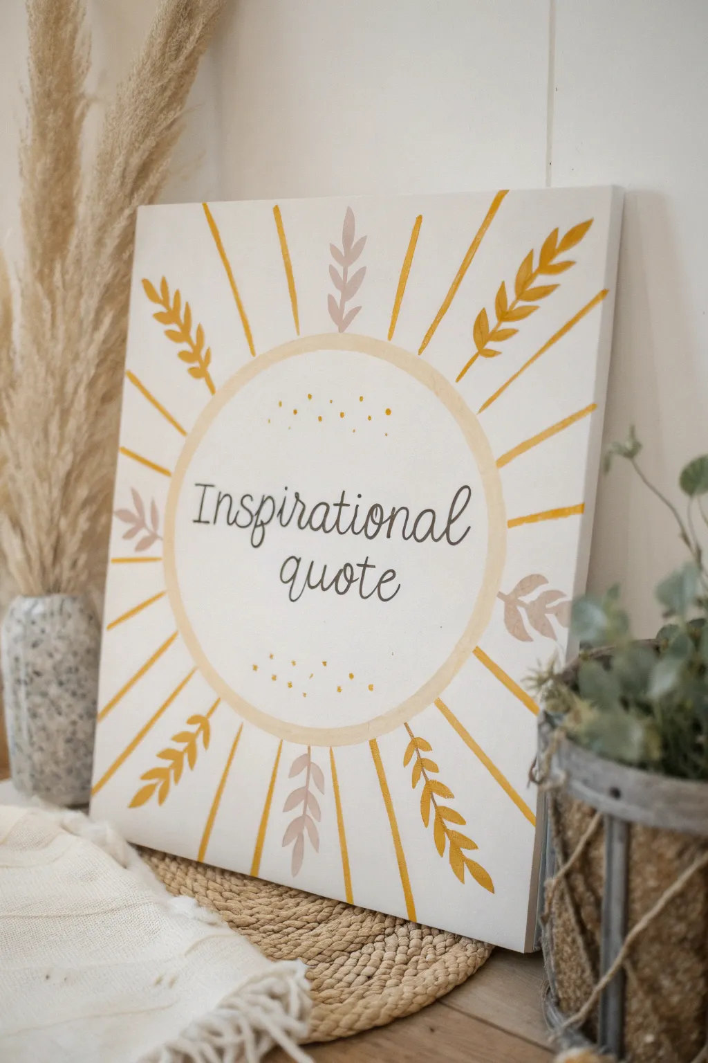 Elevate your space with a sun painting that inspires and uplifts, merging minimalist elegance with boho charm.