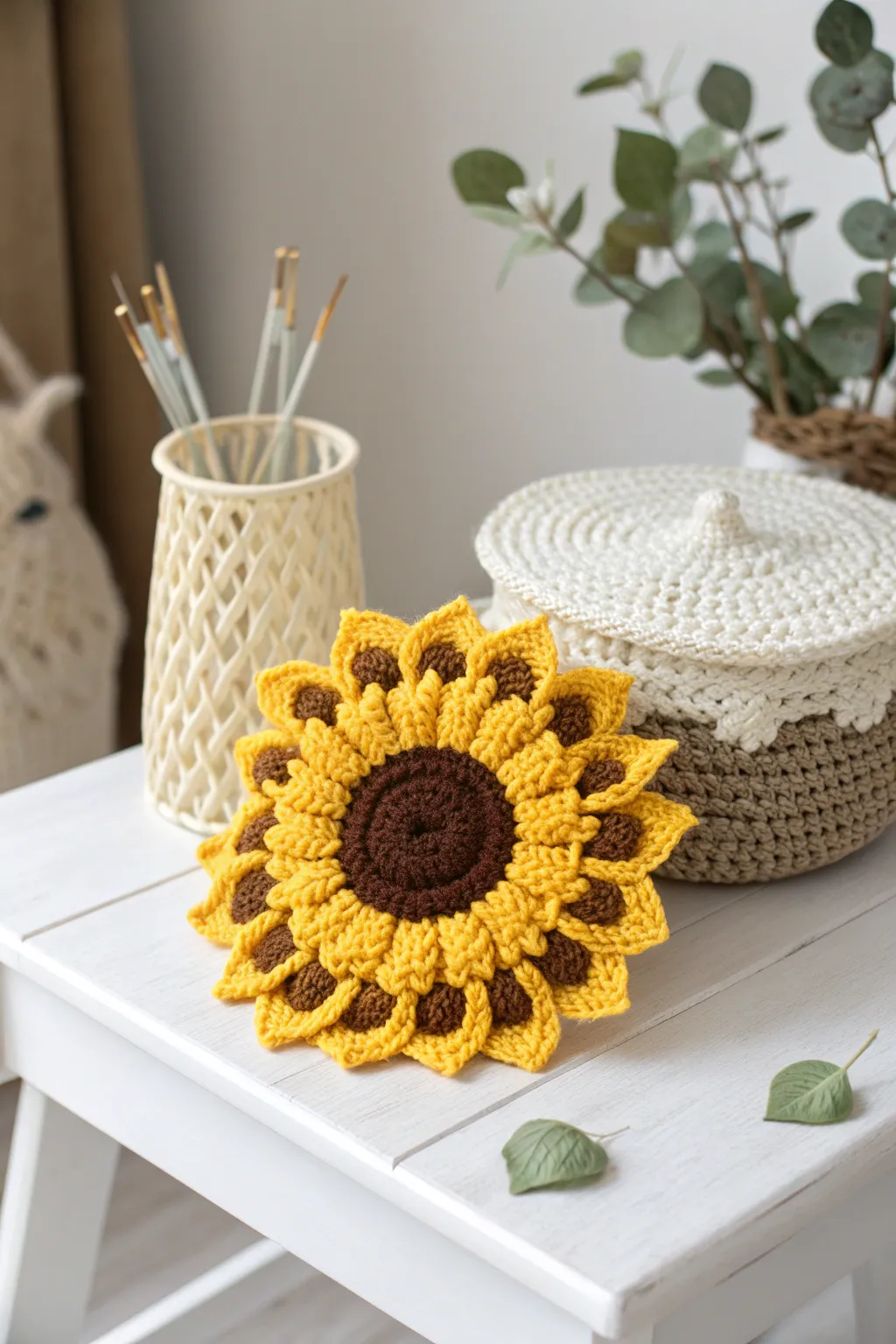 Bring a touch of sunshine and artistry to your space with a handcrafted sunflower crochet room freshener!