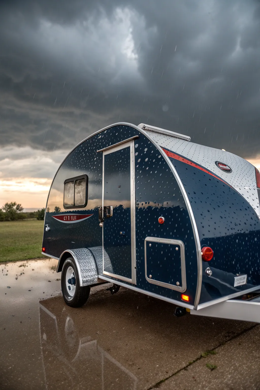 Stay dry and stylish with this expertly weather-proofed teardrop camper!