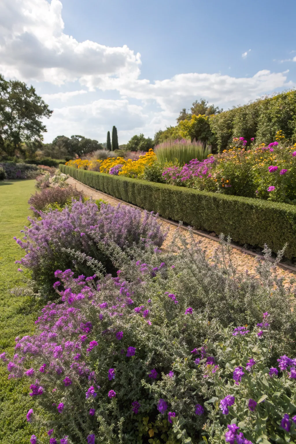 Seasonal garden design with Texas sage.