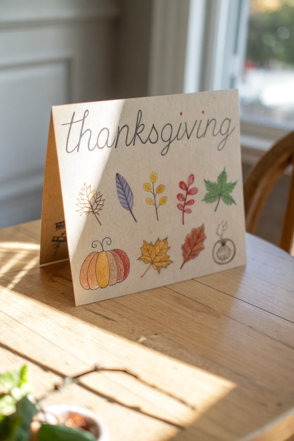 Celebrate creativity and gratitude with a handcrafted Thanksgiving acrostic card, where simplicity meets natural beauty.
