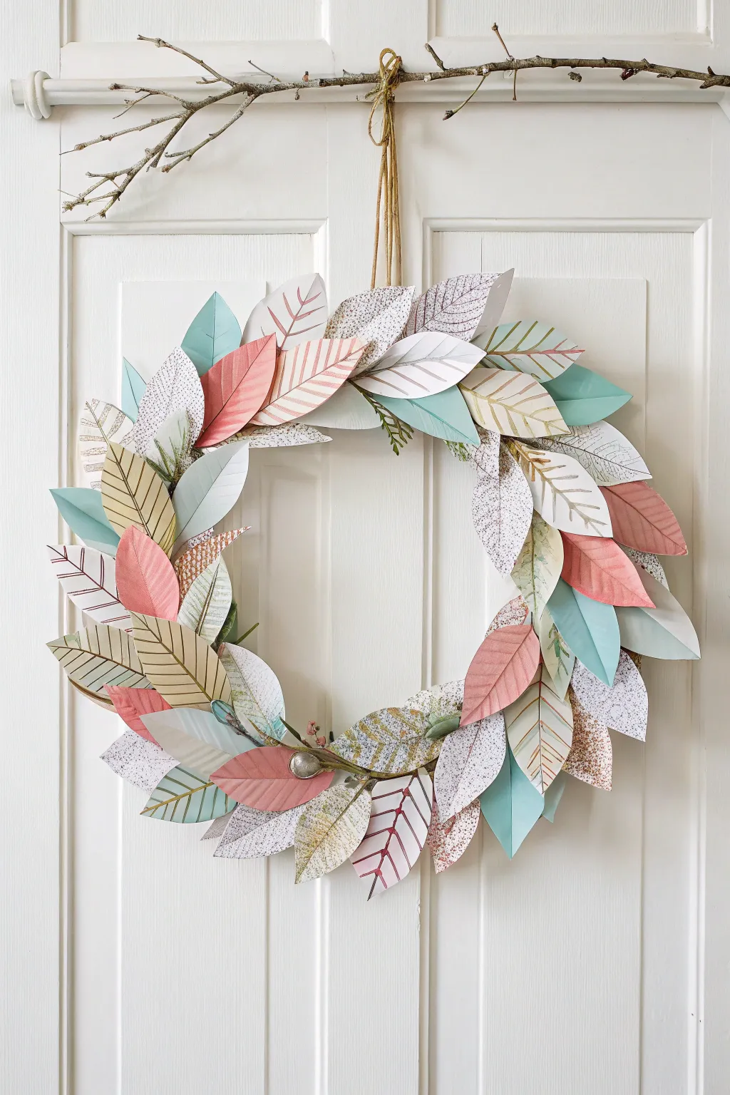 Add a whimsical touch to your Thanksgiving decor with a DIY paper leaf wreath, blending Scandinavian simplicity with Boho flair.