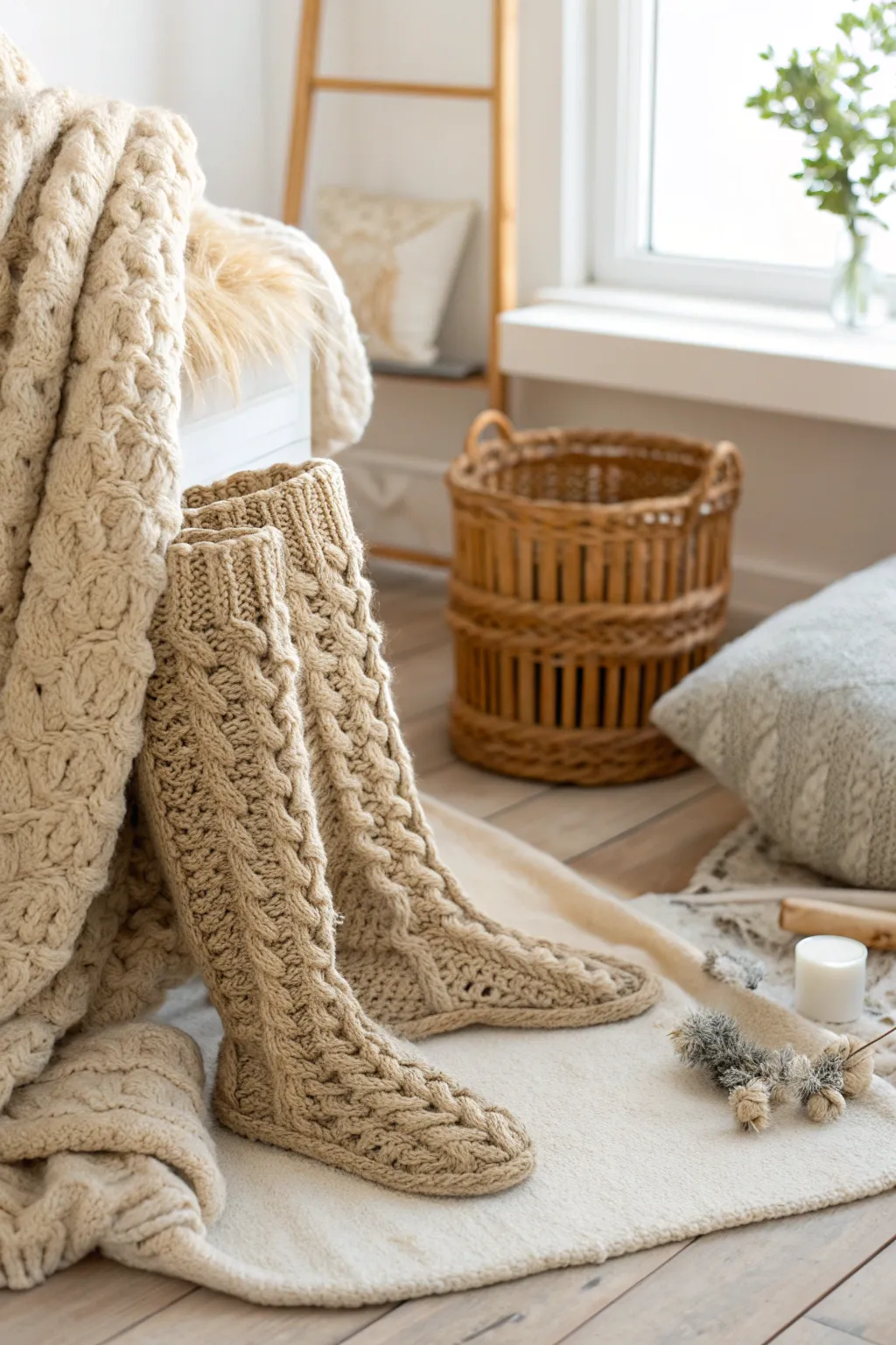 Stay cozy and chic with these handmade chunky leg warmers, perfect for embracing the warmth of Scandinavian simplicity and Boho elegance.