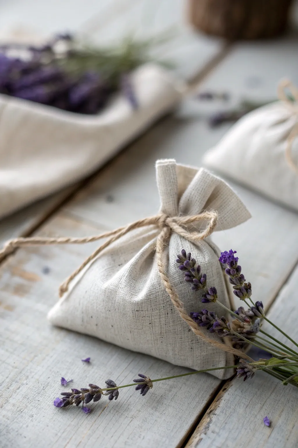 Handcrafted with love: A simple yet elegant lavender sachet for a touch of natural freshness.