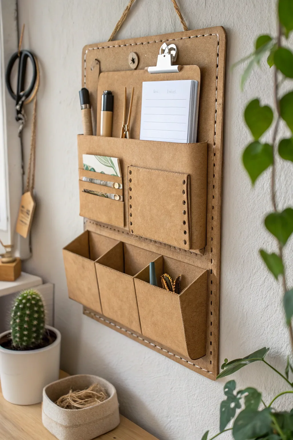 Elevate your space with a chic and functional cardboard wall organizer, blending simplicity and style effortlessly.
