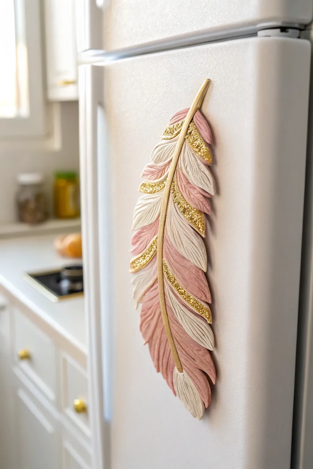 Add a touch of artistry to your kitchen with this boho-chic polymer clay magnet!