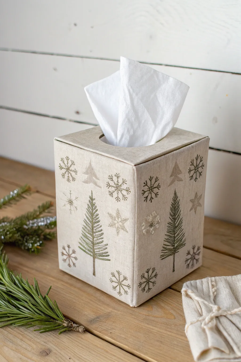Elevate your holiday decor with a handcrafted tissue box cover, blending minimalist elegance with festive spirit.