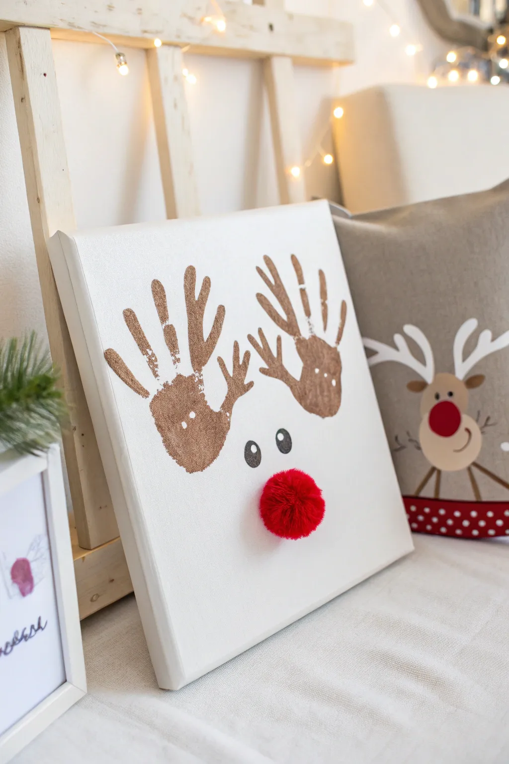 Capture the magic of the season with charming reindeer antler prints made from little handprints. A festive keepsake with a minimalist touch!