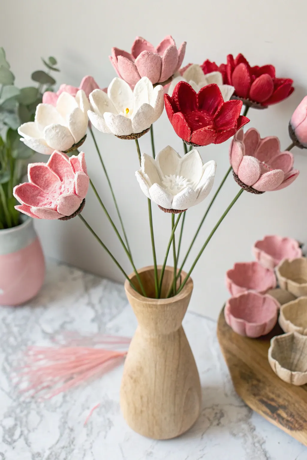 Transform recycled egg cartons into a charming Valentine’s bouquet with a touch of Scandinavian elegance.