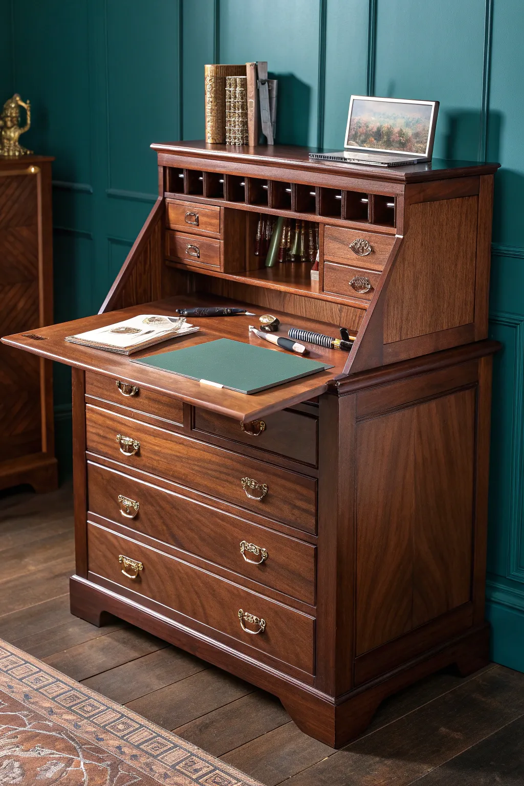 Transform your space with this stylish tool box dresser, combining elegance and functionality for a compact workspace solution.