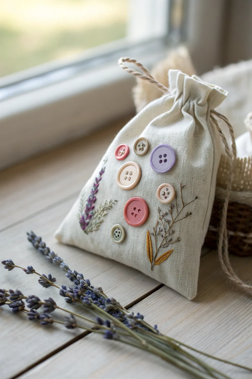 Add a playful touch to your tooth fairy bag with charming button accents that celebrate simplicity and natural beauty.