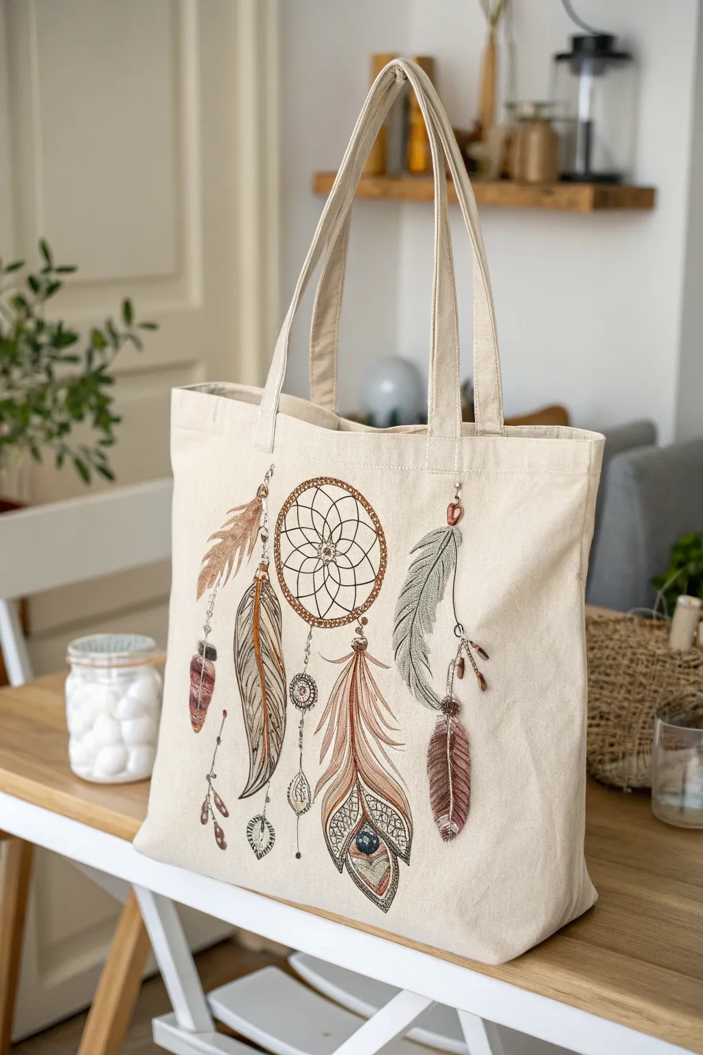 Embrace your wild and free spirit with bohemian tote bag embroidery.