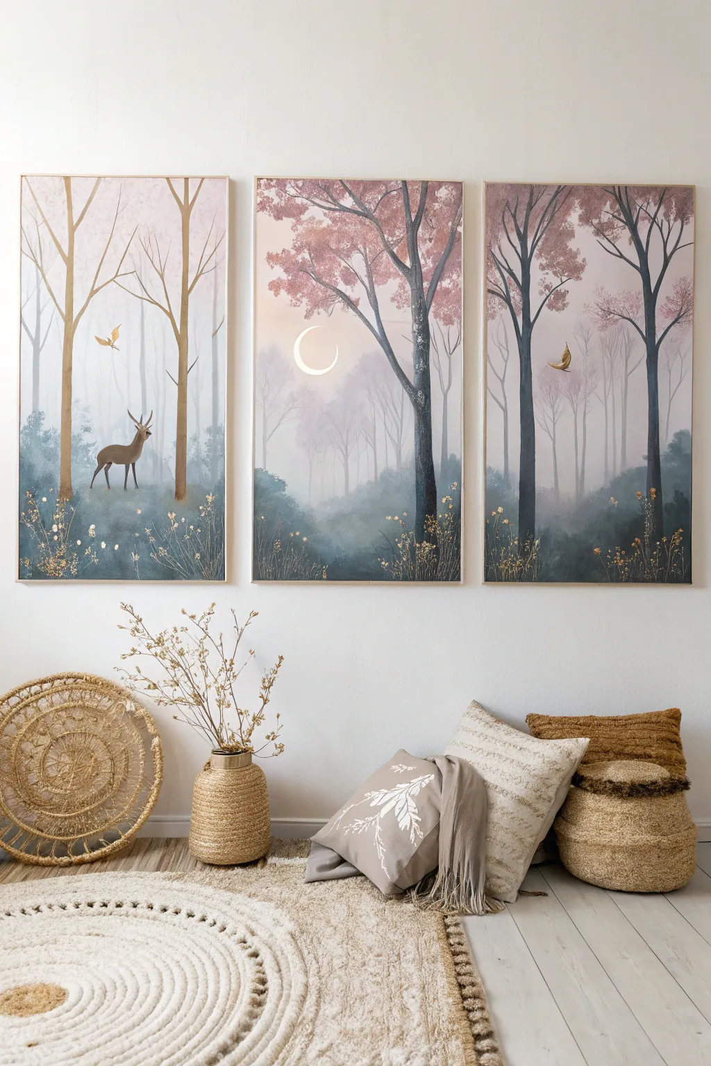 Escape into a world of whimsy with this enchanting forest trio, perfect for adding a touch of fantasy to your serene space.