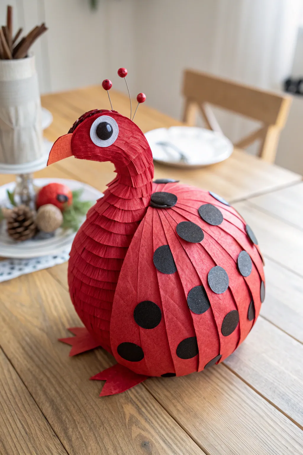 Transform your turkey into a charming ladybug masterpiece—perfect for minimalist decor lovers!