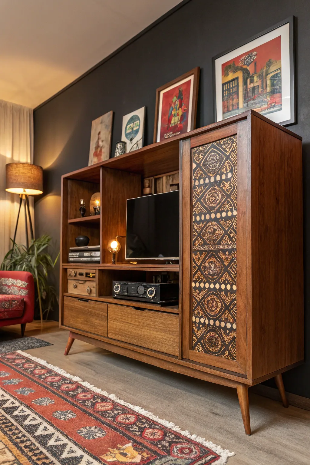 Transform your old TV cabinet into a stunning art display with a touch of craftsmanship and creativity.
