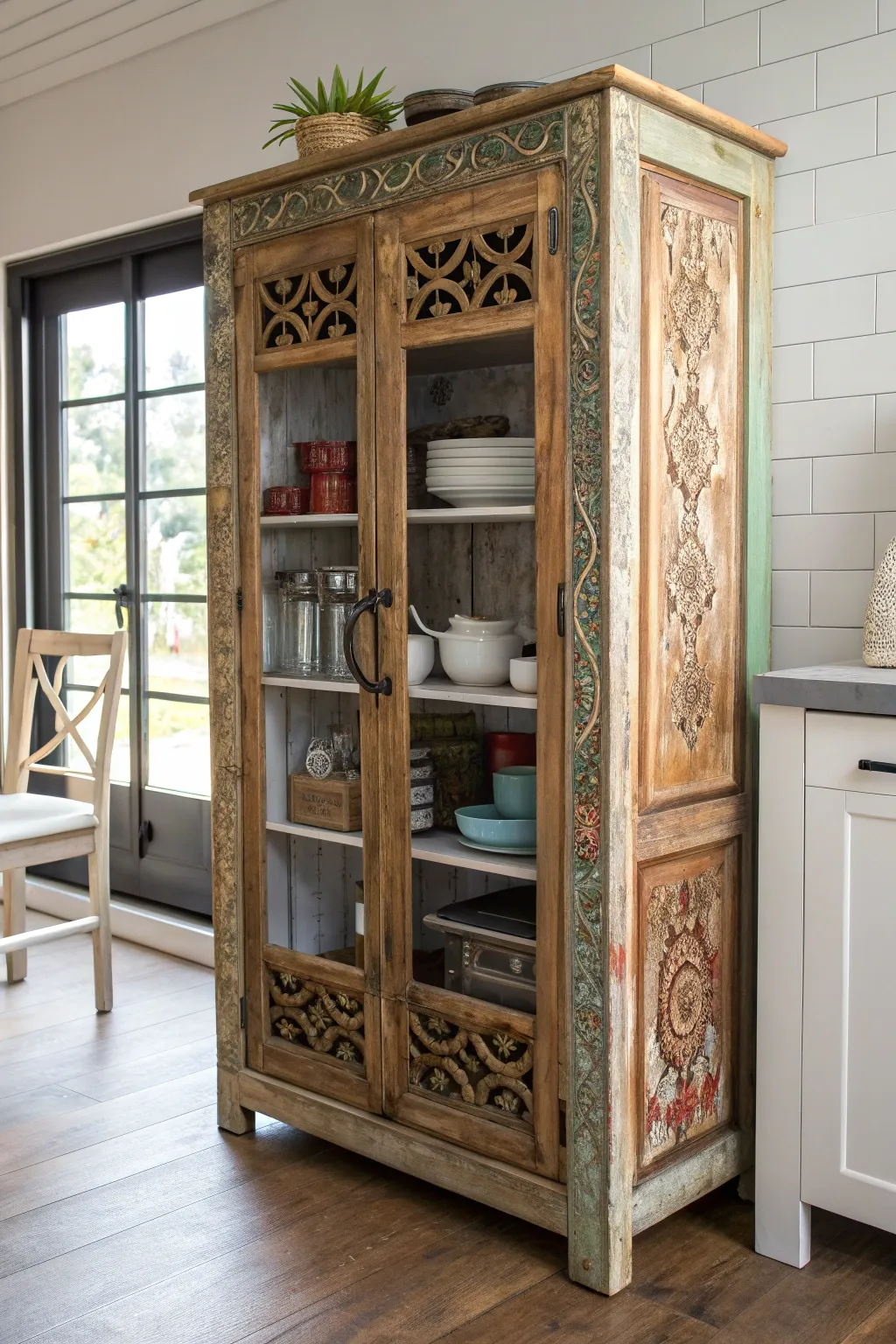 Transform vintage charm into functional art with this upcycled door cabinet.