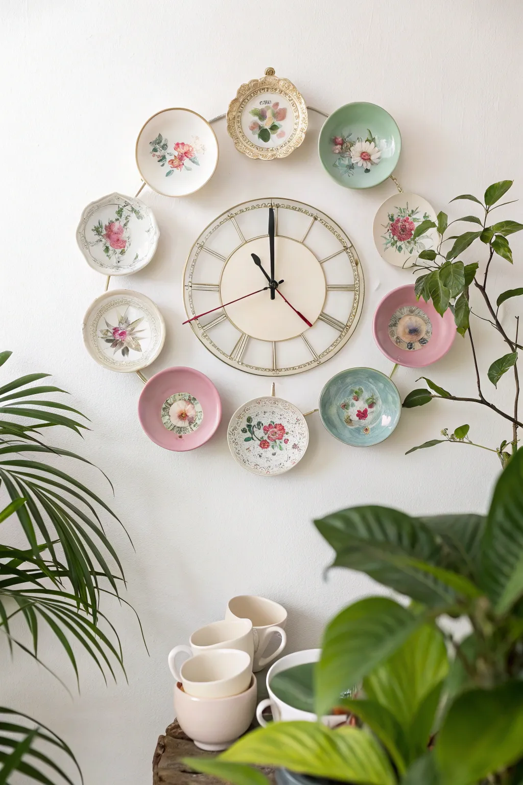 Time-telling elegance with a whimsical touch: Discover the art of upcycled teacup clocks.